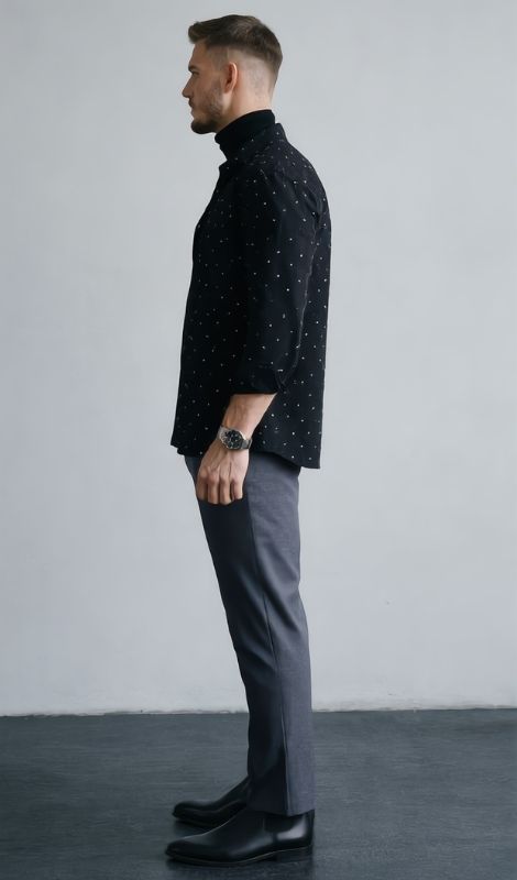 Puantiyeli Keten Gömlek