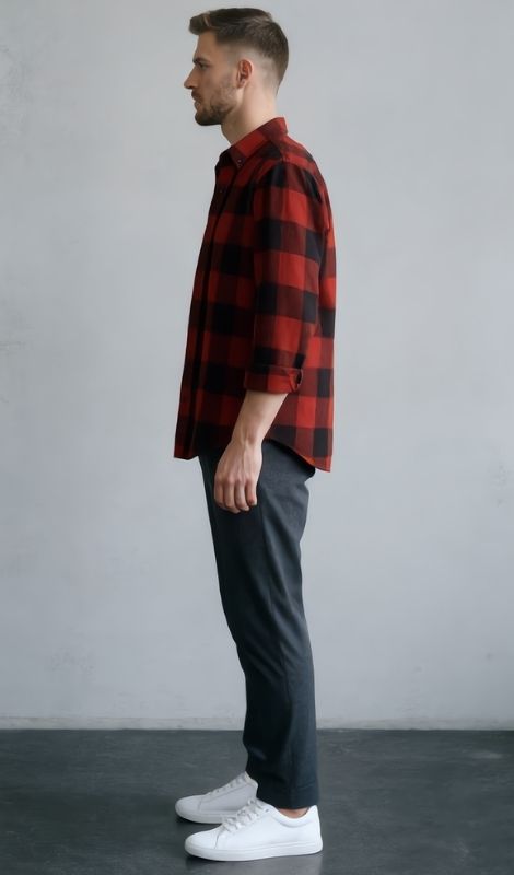 Flanel Oduncu Bordo Gömlek