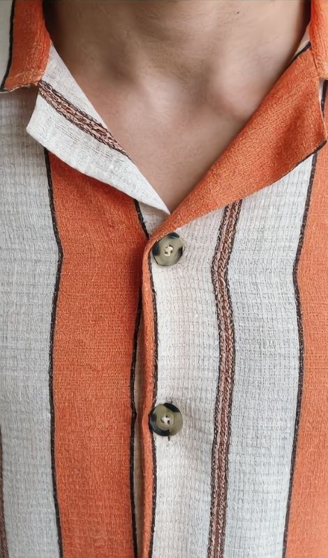 Hakim Yaka Turuncu Keten Gömlek