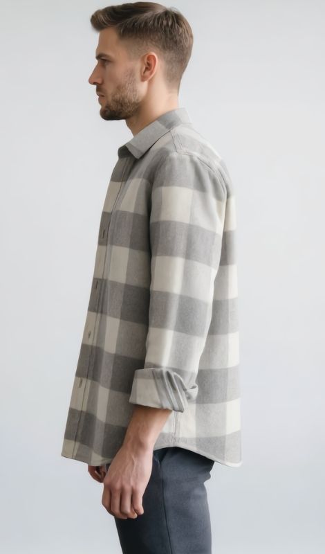 Flanel Oduncu Gri Gömlek