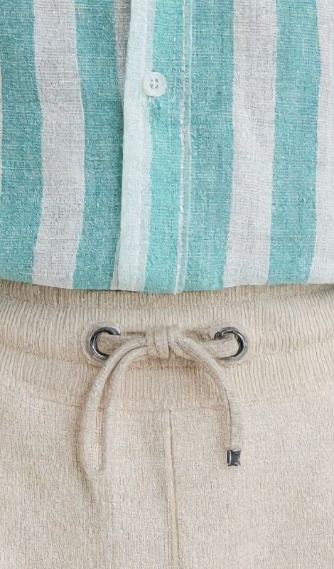 Hakim Yaka Turkuaz Keten Gömlek