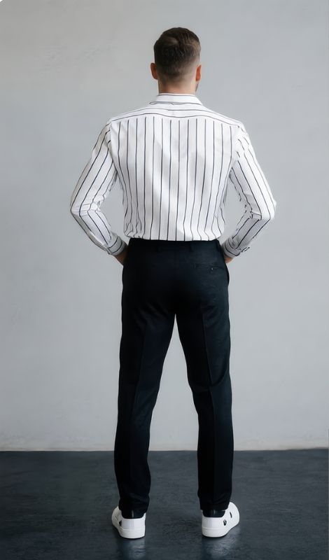 Premium Keten Dik Çizgili Gömlek