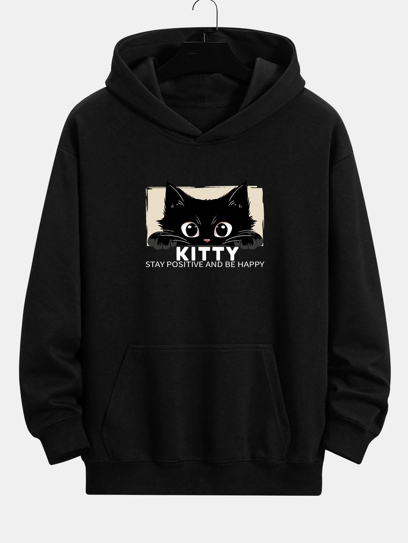ALVARDE Black Cat Print Hoodie