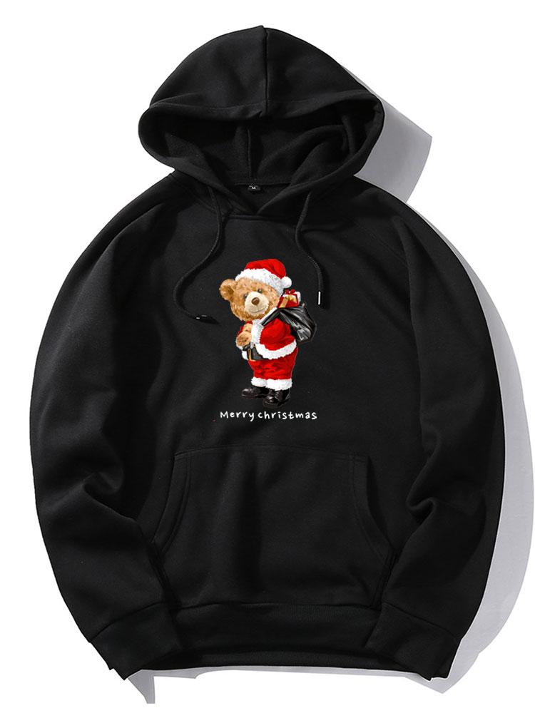 ALVARDE Christmas Bear Print Hoodie