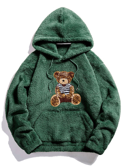 ALVARDE Bear Embroidered Hoodie