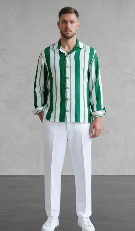 Hakim Yaka Turuncu Keten Gömlek