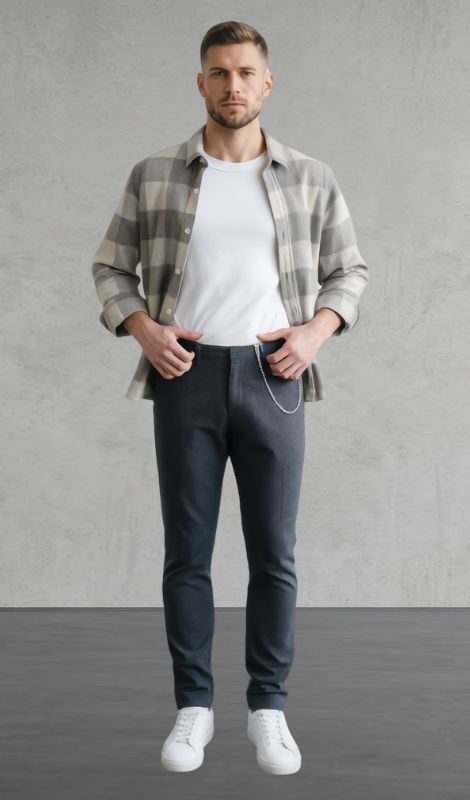 Flanel Oduncu Gri Gömlek