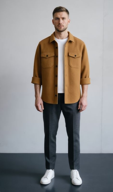 Çift Cepli Safari Bej Gömlek