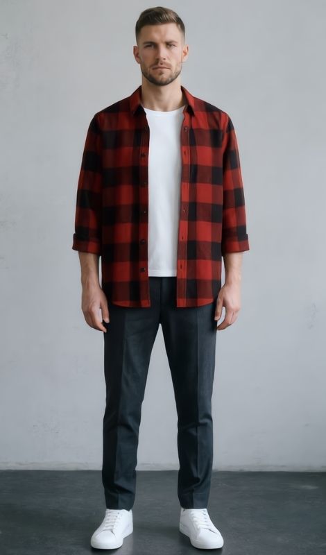 Flanel Oduncu Bordo Gömlek