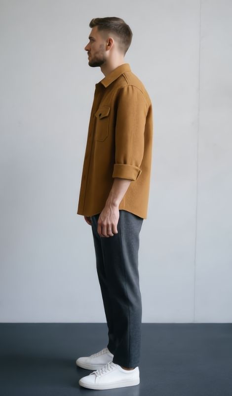 Çift Cepli Safari Bej Gömlek