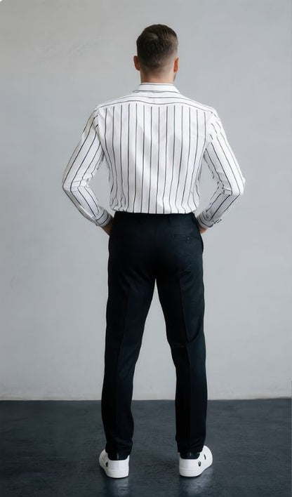 Premium Keten Dik Çizgili Gömlek