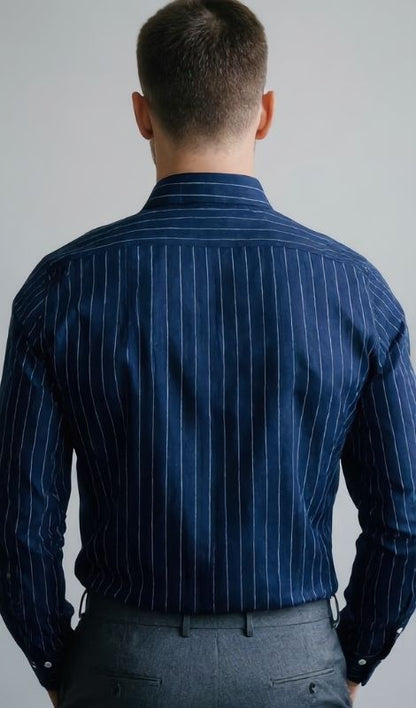 Premium Keten Dik Çizgili Gömlek