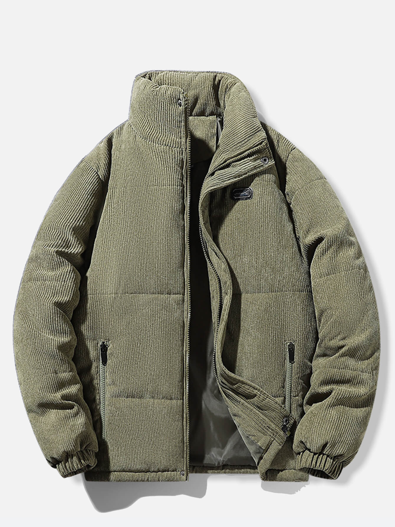 Kışlık Thickened Green Corduroy Puffer Padded