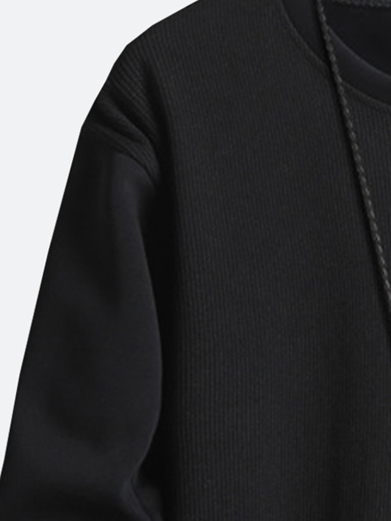 Men Crew Neck Pamuklu Patchwork Sweatshirt