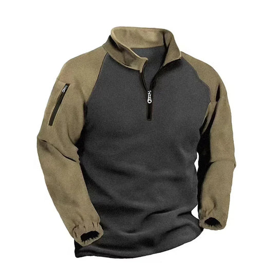 ALVARDE Zipper Patchwork Sweatshirt