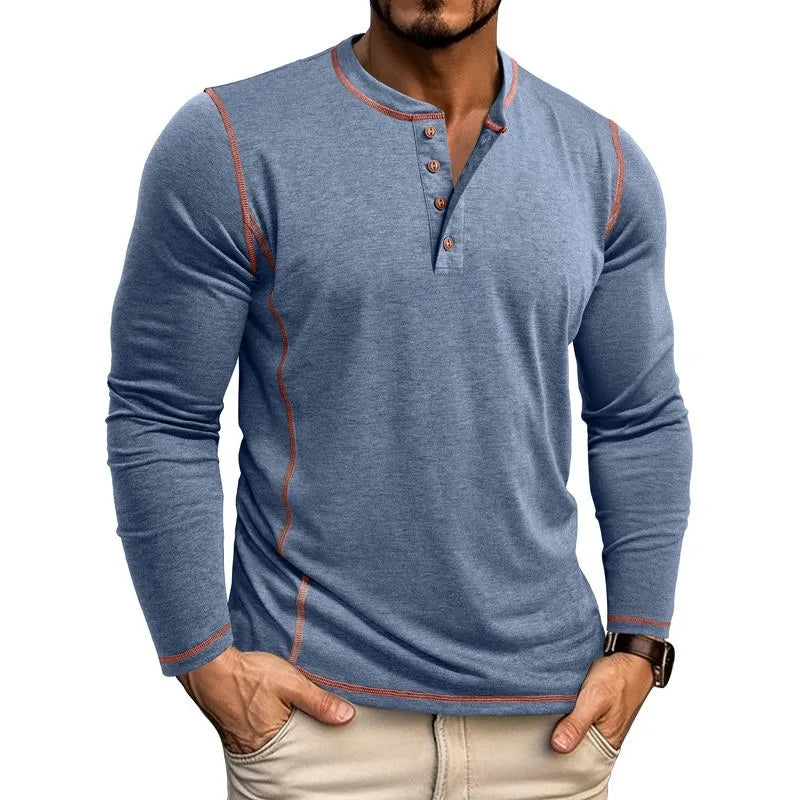 ALVARDE Henley Neck Uzun Kollu T-shirt