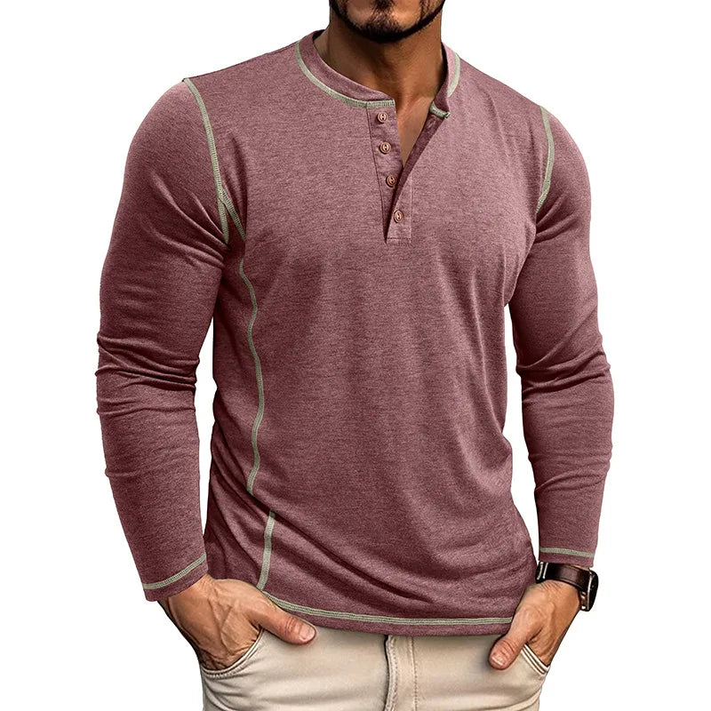 ALVARDE Henley Neck Uzun Kollu T-shirt