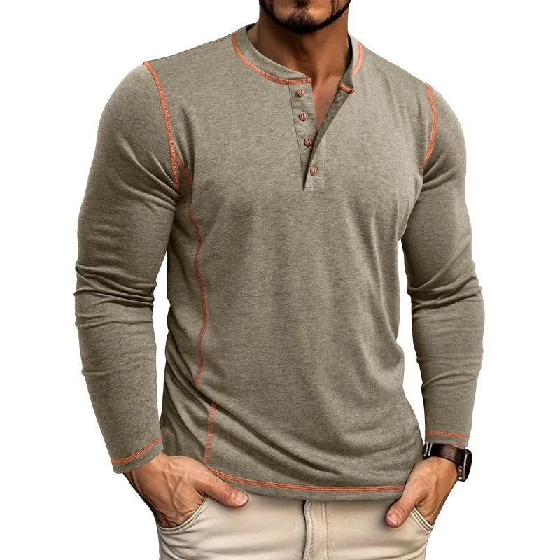 ALVARDE Henley Neck Uzun Kollu T-shirt