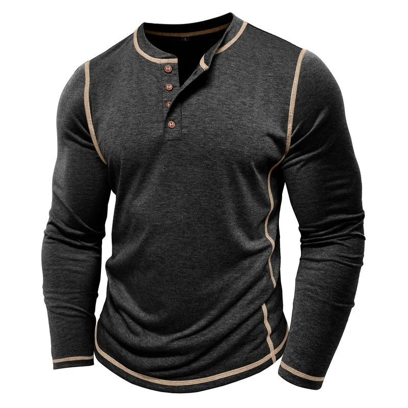ALVARDE Henley Neck Uzun Kollu T-shirt
