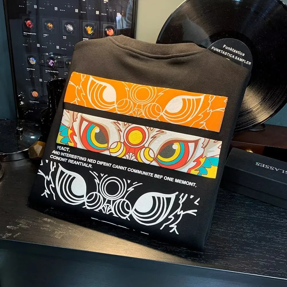 ALVARDE Japan Aslan Figür Baskılı Sweatshirt