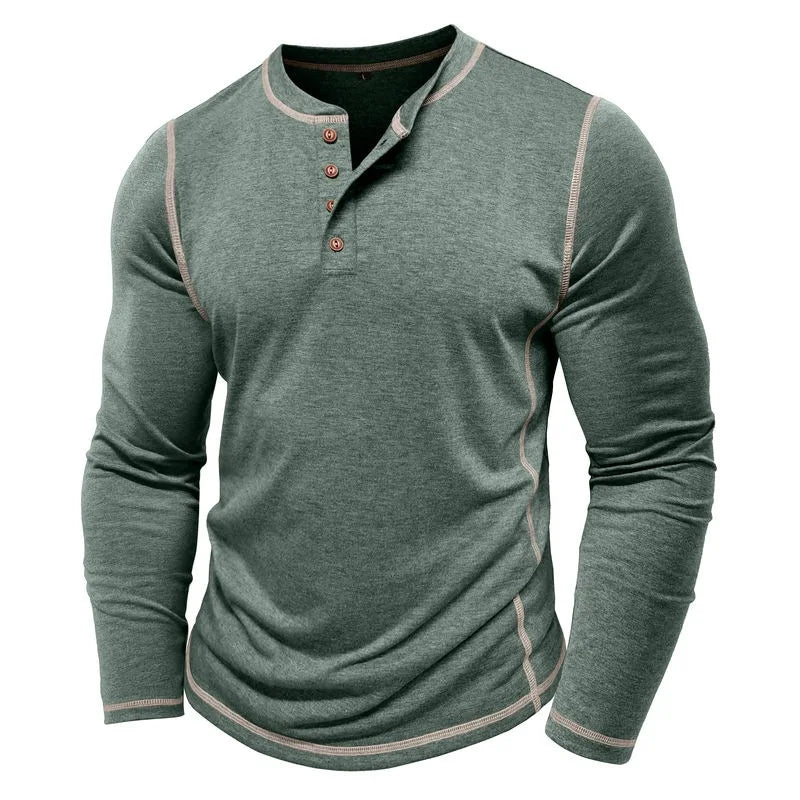 ALVARDE Henley Neck Uzun Kollu T-shirt