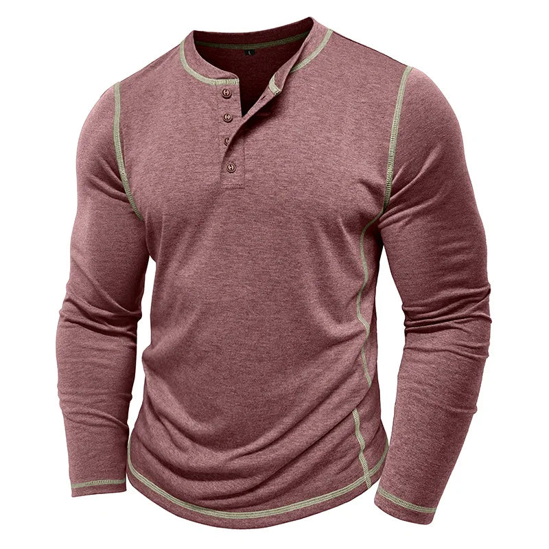 ALVARDE Henley Neck Uzun Kollu T-shirt