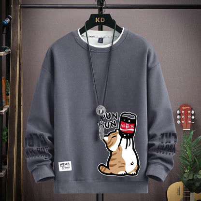 ALVARDE Kedi Desenli Oversize Sweatshirt