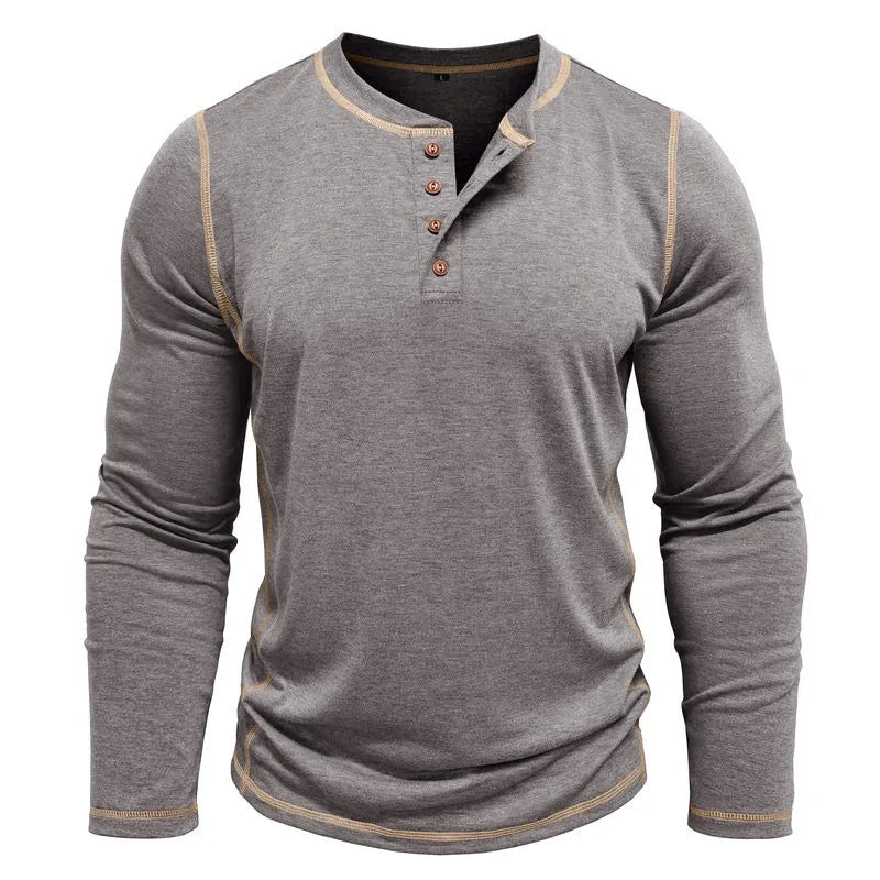 ALVARDE Henley Neck Uzun Kollu T-shirt
