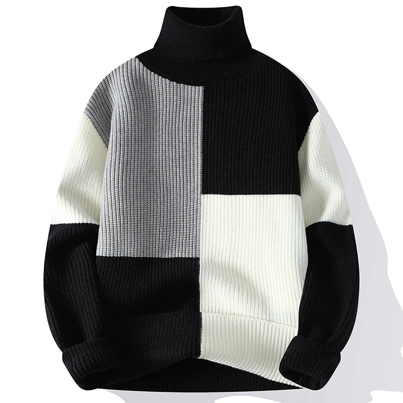 ALVARDE Patchwork Balıkçı Yaka Kazak