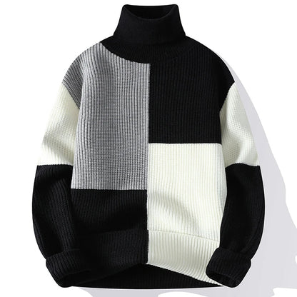 ALVARDE Patchwork Balıkçı Yaka Kazak