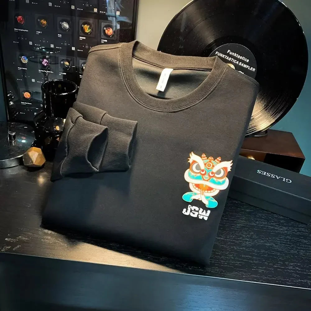 ALVARDE Japan Aslan Figür Baskılı Sweatshirt