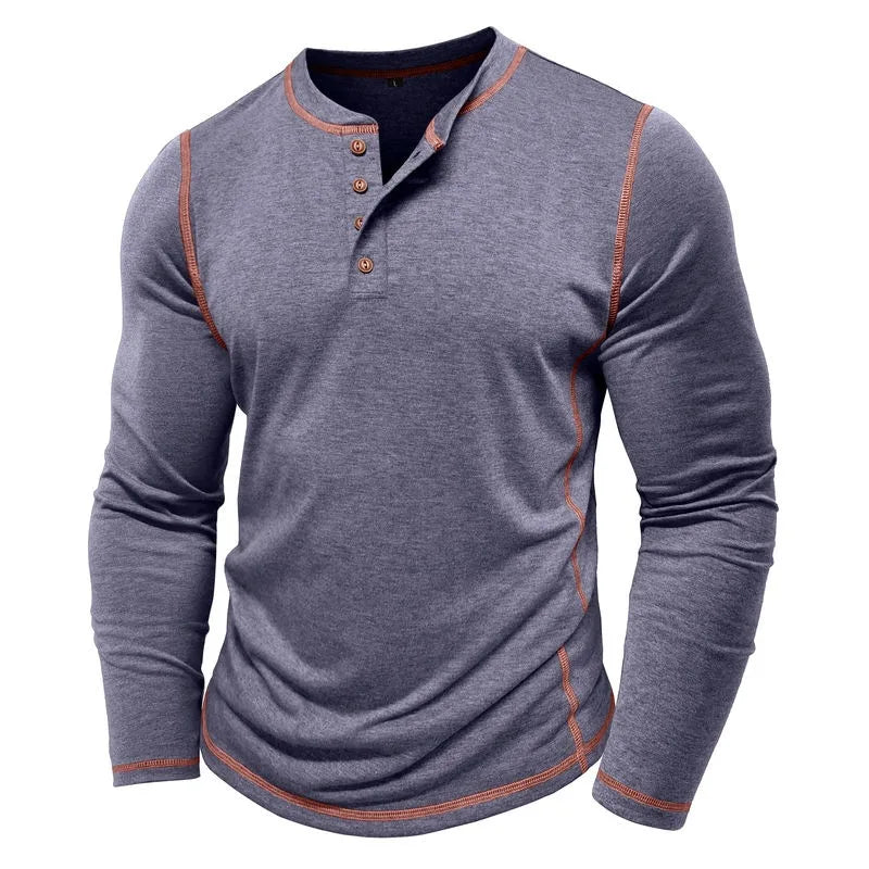 ALVARDE Henley Neck Uzun Kollu T-shirt