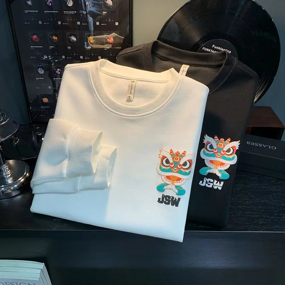 ALVARDE Japan Aslan Figür Baskılı Sweatshirt