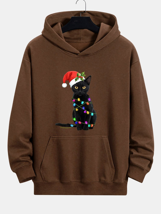 ALVARDE Christmas Lights Cat Hoodie