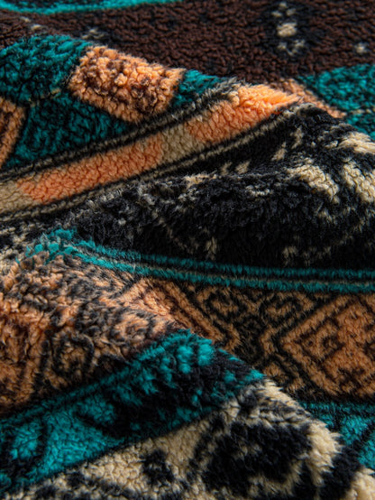 ALVARDE Ethnic Geometric Teddy Hoodie