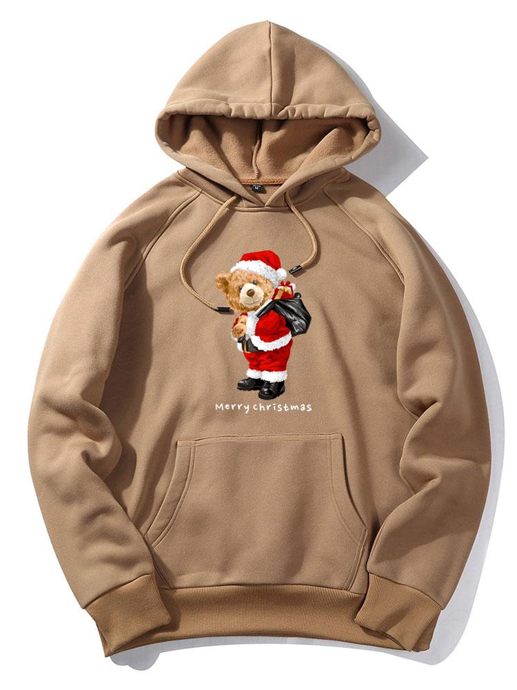 ALVARDE Christmas Bear Print Hoodie
