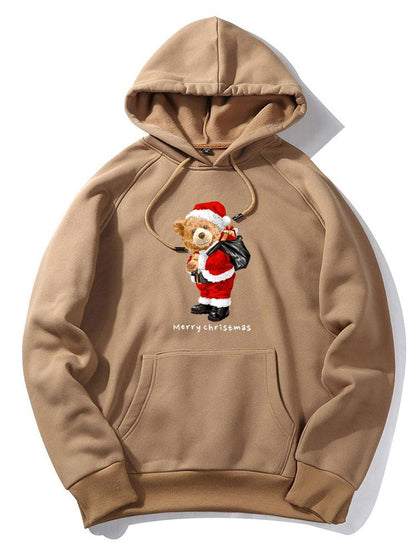 ALVARDE Christmas Bear Print Hoodie