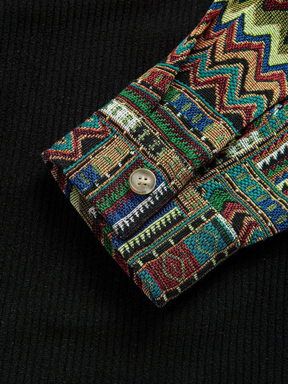 ALVARDE Ethnic Geometric Gömlek Ceket
