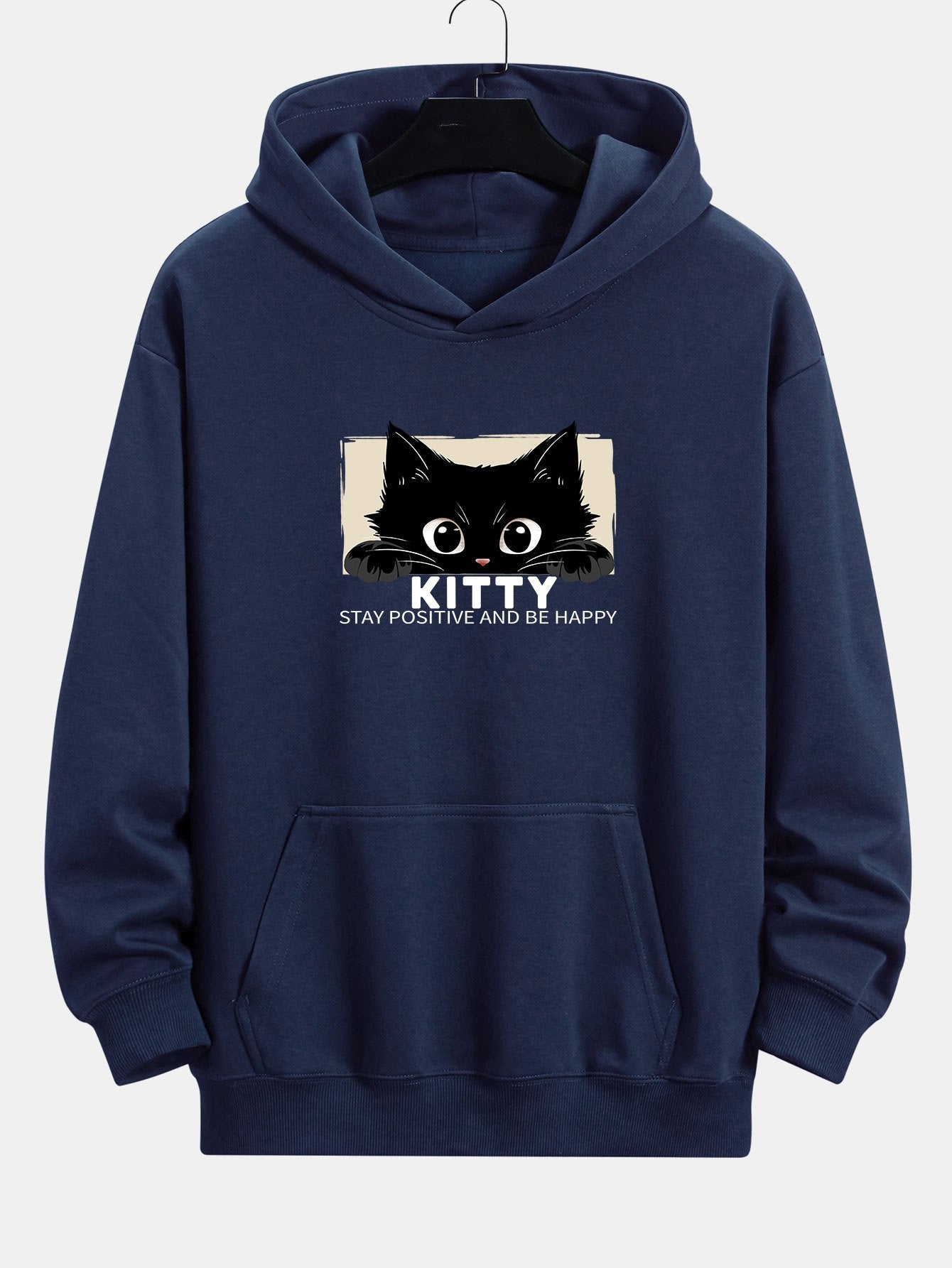 ALVARDE Black Cat Print Hoodie