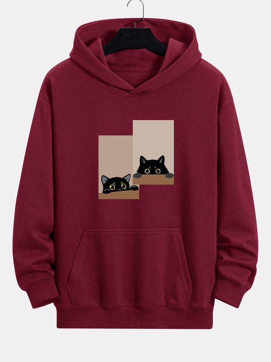 ALVARDE Black Cat Staring Hoodie