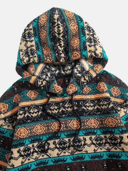 ALVARDE Ethnic Geometric Teddy Hoodie