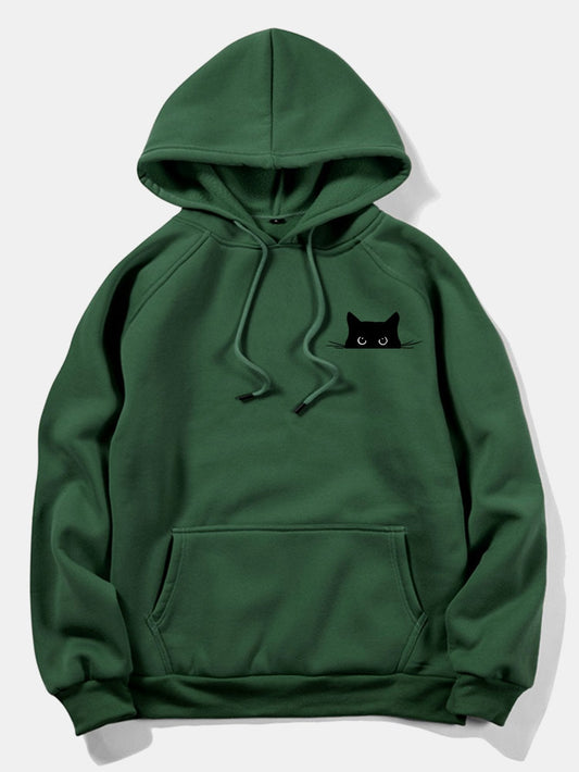 ALVARDE Black Cat Printed Hoodie