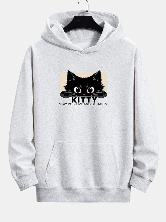 ALVARDE Black Cat Print Hoodie