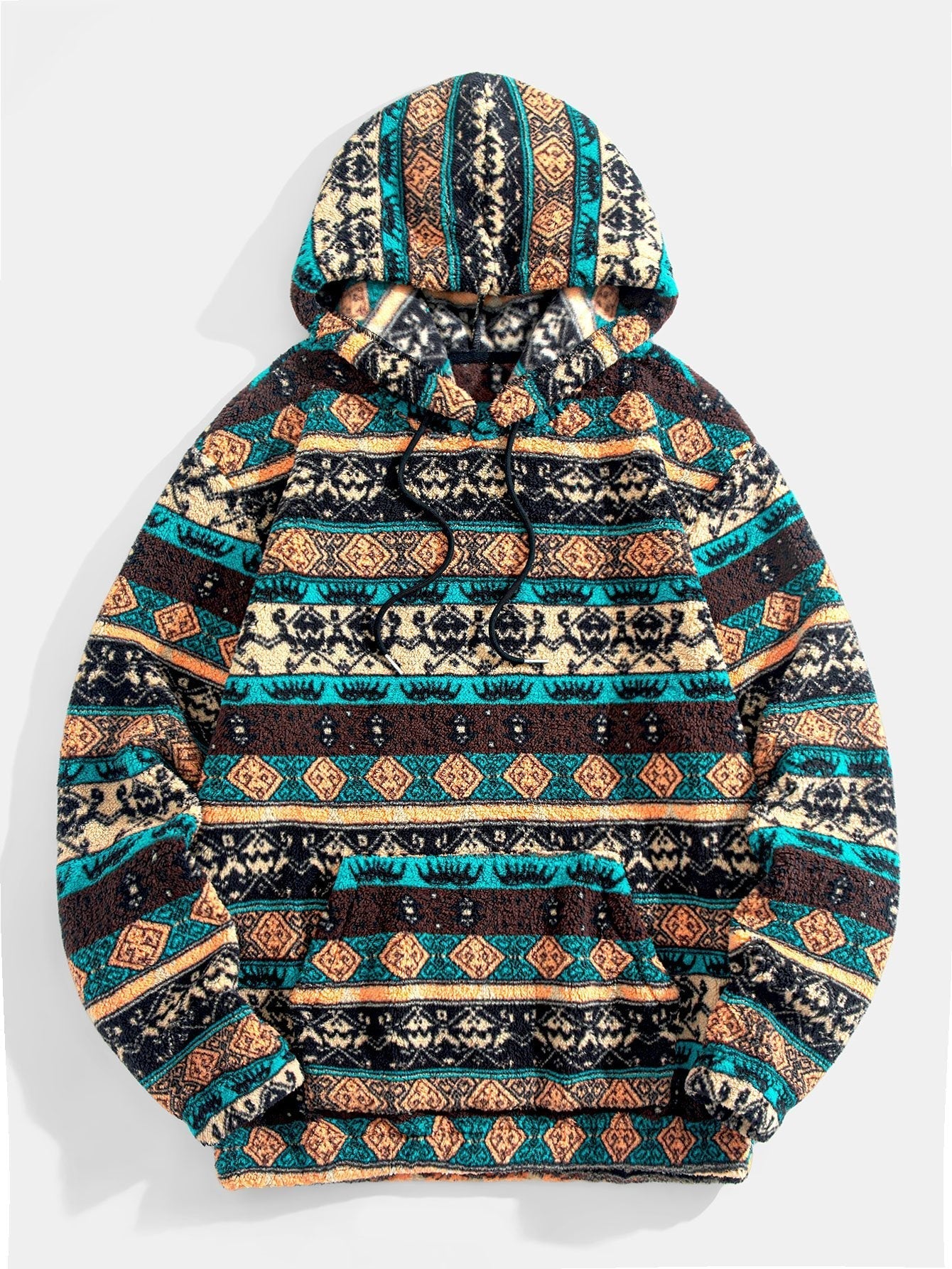 ALVARDE Ethnic Geometric Teddy Hoodie