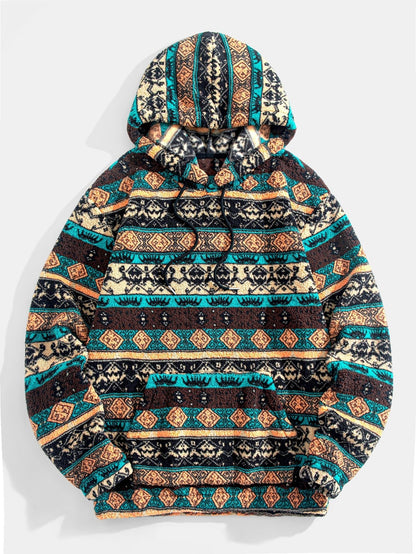 ALVARDE Ethnic Geometric Teddy Hoodie