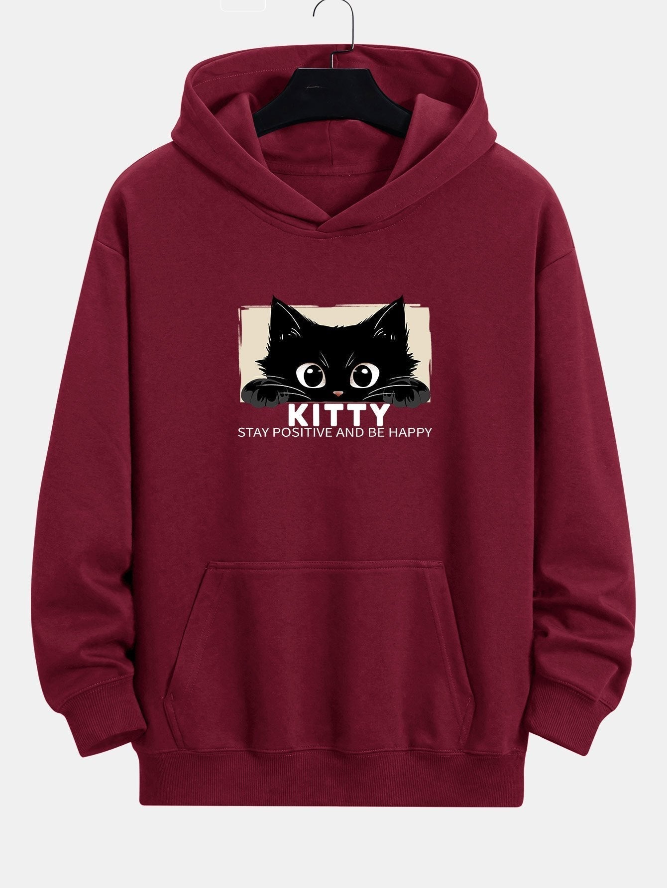 ALVARDE Black Cat Print Hoodie