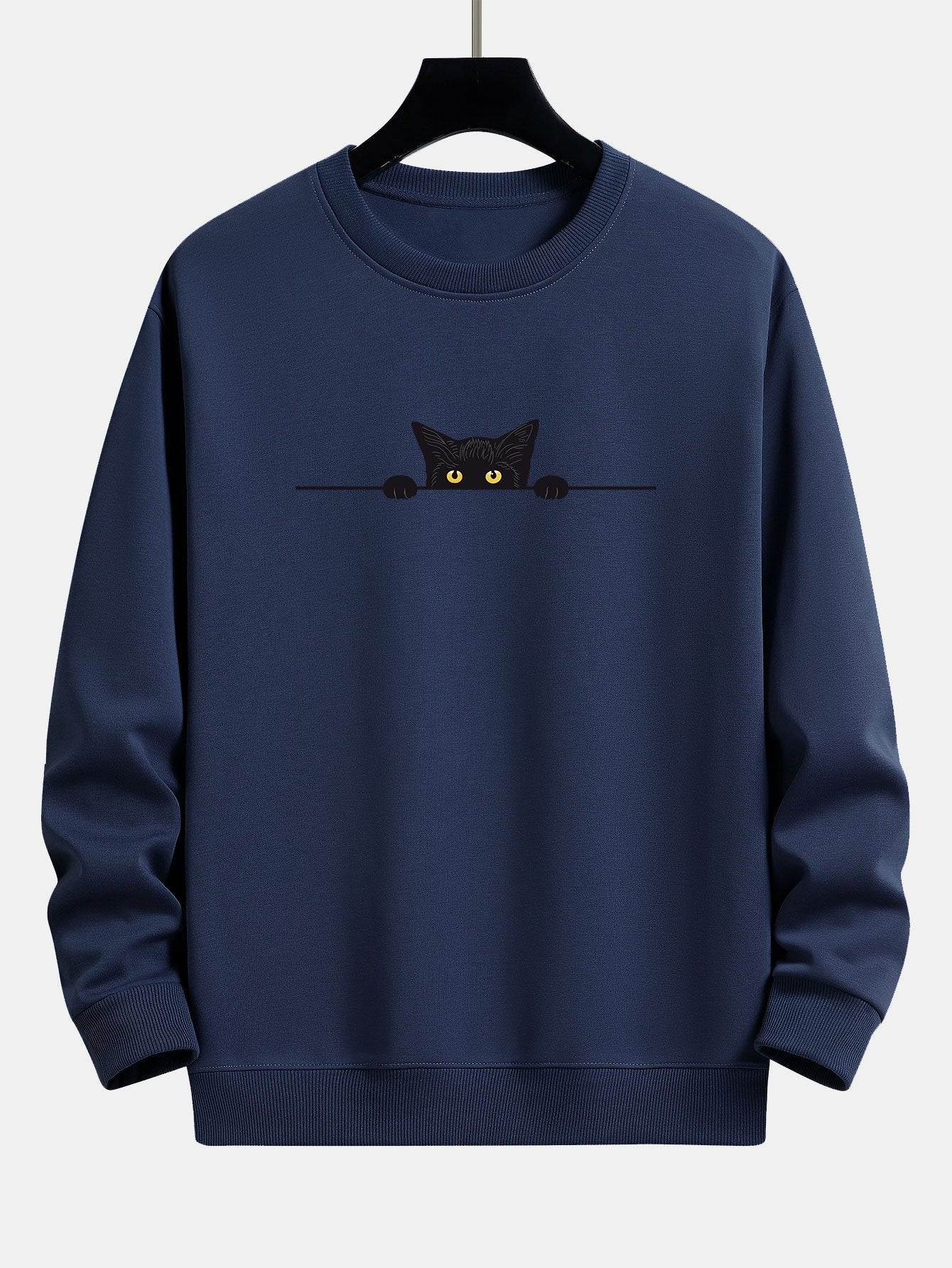 ALVARDE Black Cat Desenli Sweatshirt