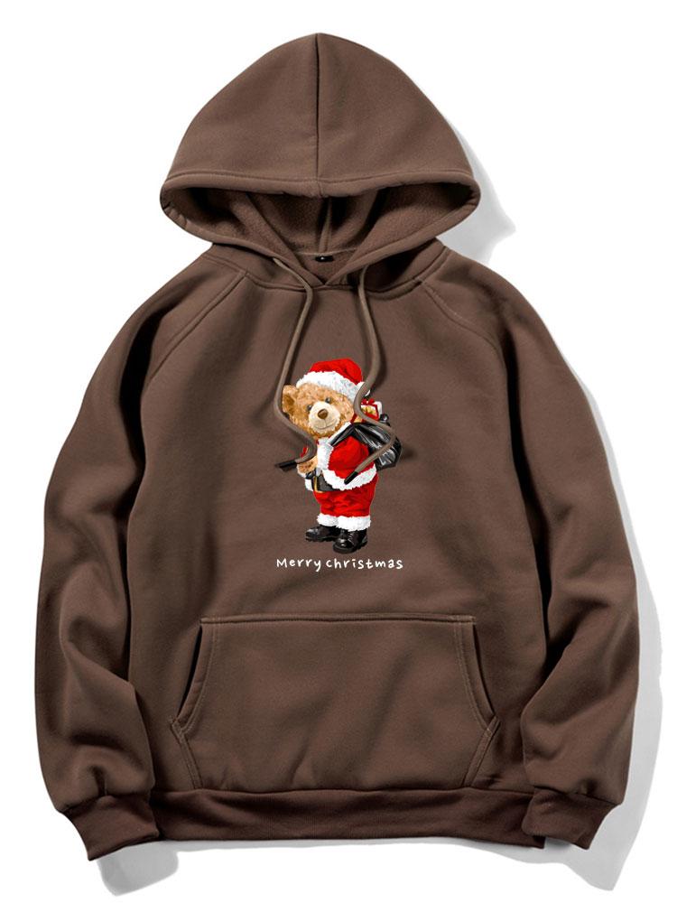 ALVARDE Christmas Bear Print Hoodie