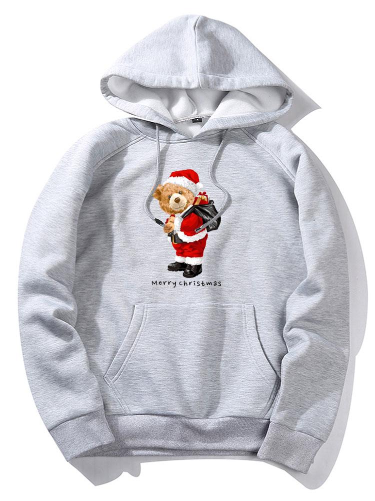 ALVARDE Christmas Bear Print Hoodie