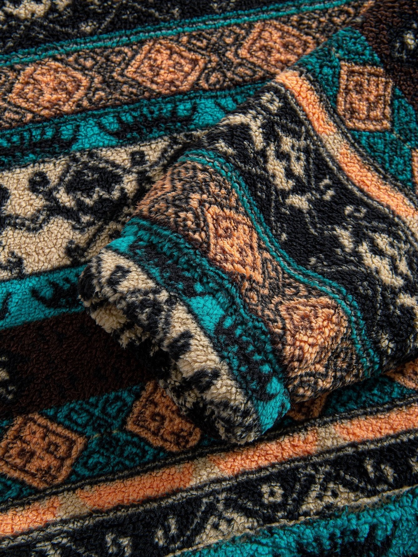 ALVARDE Ethnic Geometric Teddy Hoodie